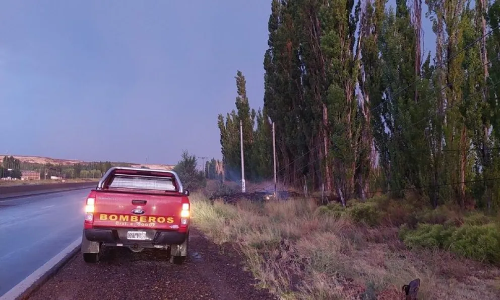 La tormenta provocó la caída de álamos, el corte de líneas eléctricas y la quema de pastos. (Foto gentileza)