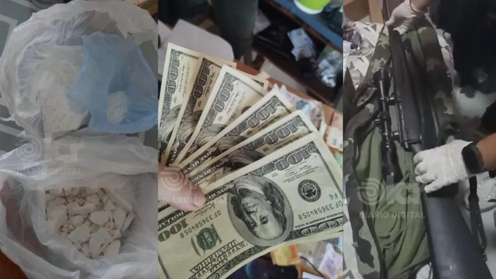 Se secuestró  doce celulares, más de dos millones de pesos argentinos y mil dólares, una pistola semiautomática de 9 milímetros, entre otros objetos.