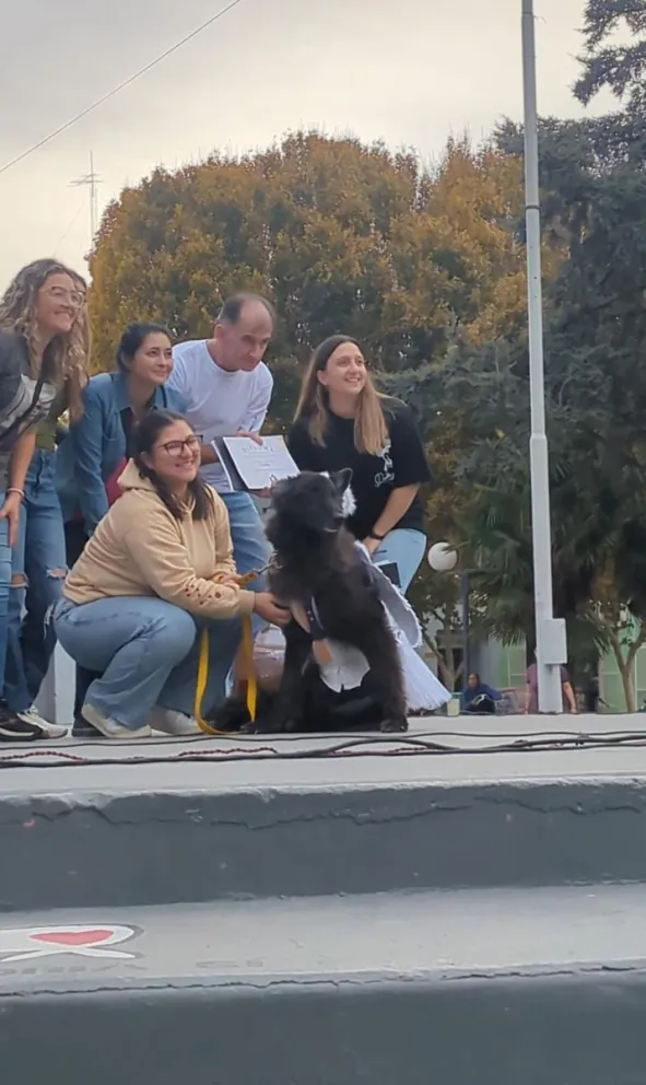 La ganadora del primer premio en el desfile canino posó orgullosa con su diploma para la foto. (Foto: gentileza)