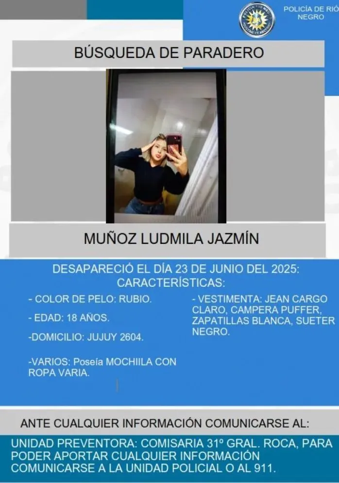 La Polic&iacute;a activ&oacute; el protocolo de b&uacute;squeda de la menor. Foto (Polic&iacute;a).