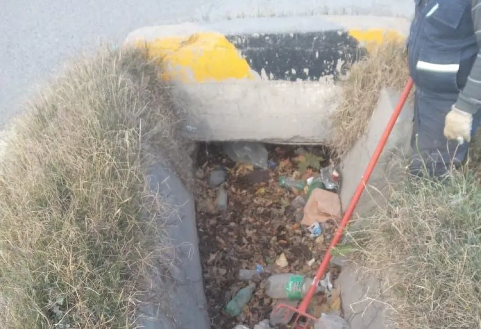 En las últimas semanas se acumularon hojas y residuos en los desagües, el municipio hizo la limpieza. (Foto gentileza)