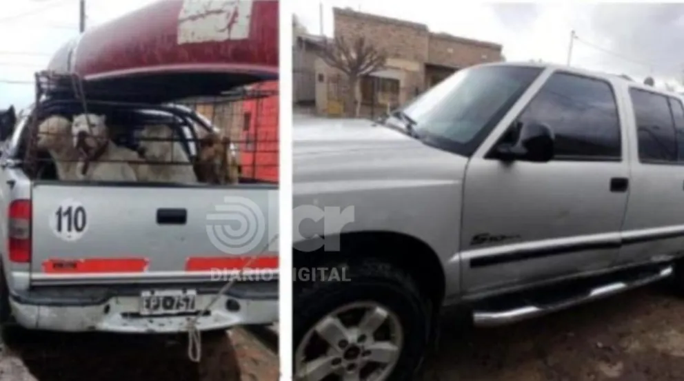 La camioneta se encontraba estacionada en la esquina de 12 de Octubre y Cruz del Sur (foto Policía RN).