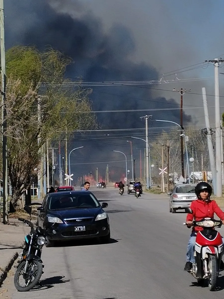 En Chichinales el fuego afect&oacute; tres chacras y demand&oacute; cerca de diez horas de trabajo de todo el personal (Foto bomberos).