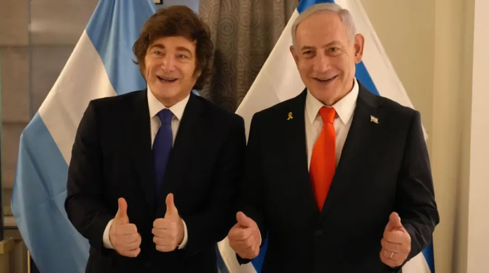 Javier Milei junto a Benjamín Netanyahu.