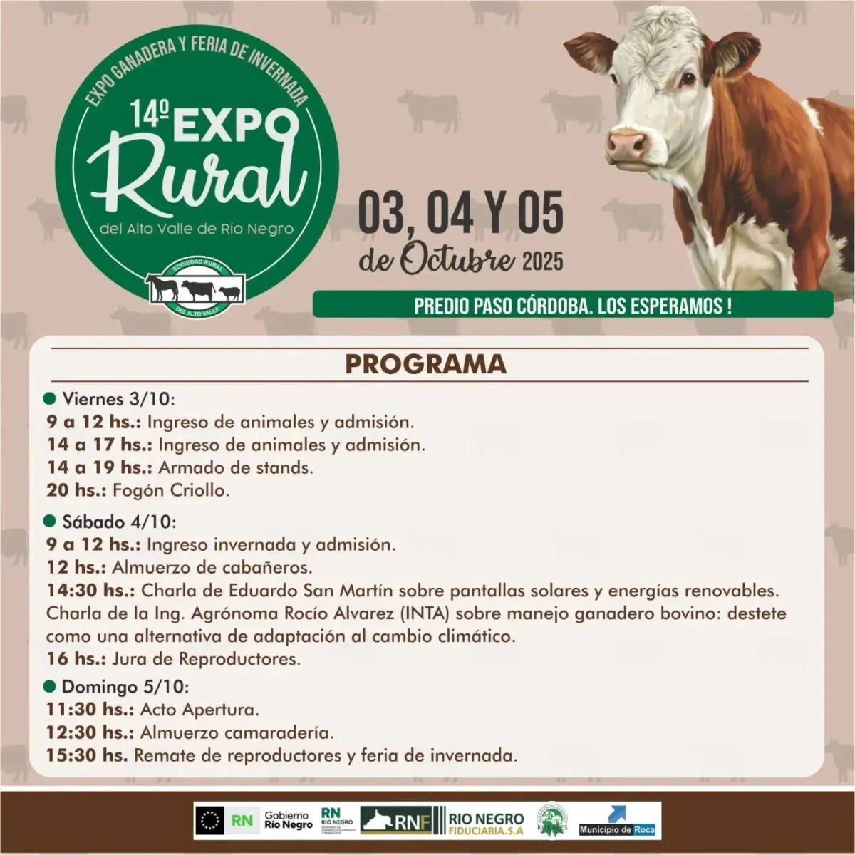 Este es el cronograma de la expo rural que comienza ma&ntilde;ana. Foto (Sociedad Rural)
