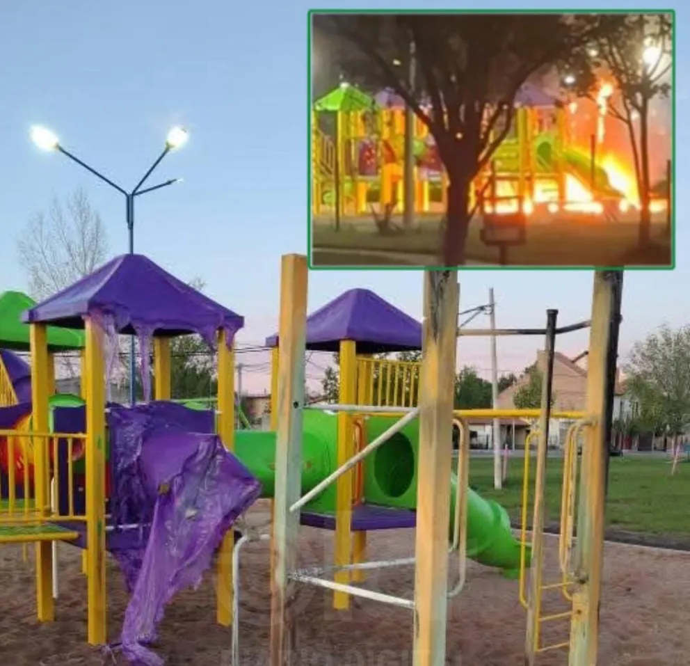 El incendio de los juegos se registró a las 4 de la madrugada aproximadamente (Fotos gentileza).