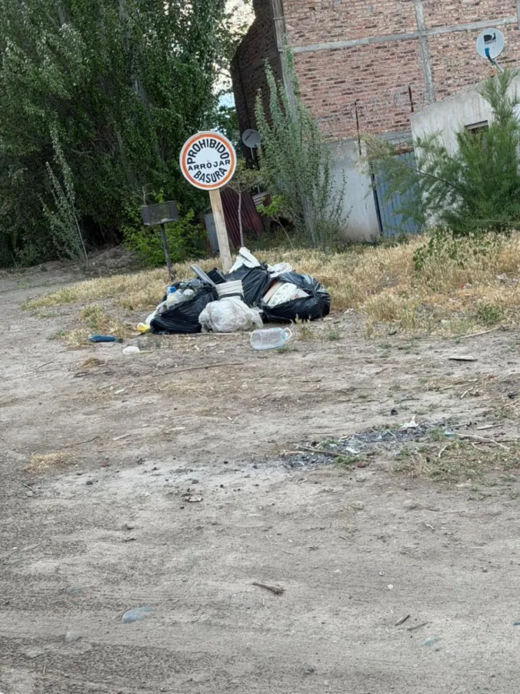 Otra vez la basura en el mismo lugar, frente al patio del Instituto de Formación Docente. Foto gentileza.