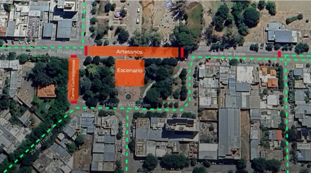 Por la quinta edición del Oktoberfest ya hay corte de calles en la zona céntrica de Villa Regina. Foto: gentileza