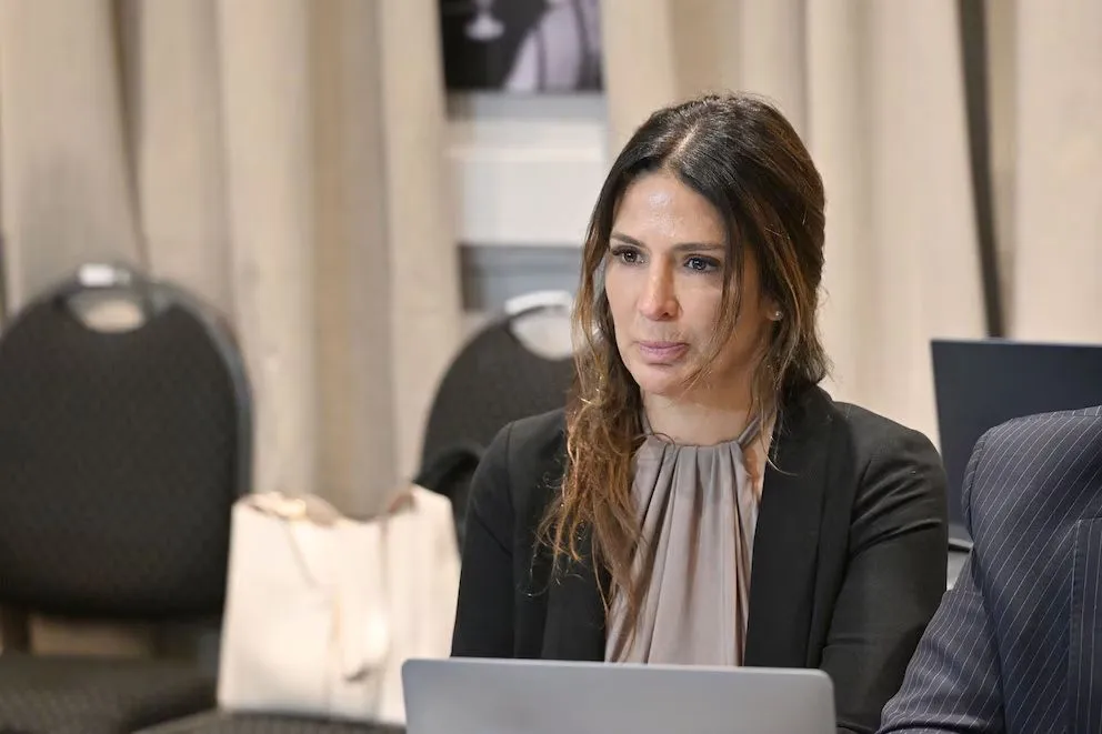 Julieta Makintach durante la primera audiencia del juicio político en su contra.