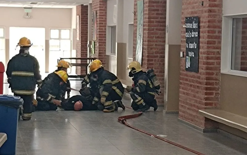 En el simulacro se realizó el lunes con la participación de bomberos, el hospital y el área tránsito del municipio. Foto: gentileza