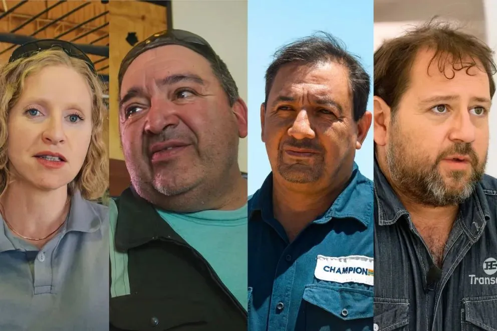 Verónica Bas, Ramón Tapia, Sandro Díaz y Walter Diez, trabajadores petroleros que relatan su experiencia en el campo y el impacto del trabajo en la vida familiar. Foto: ANRoca