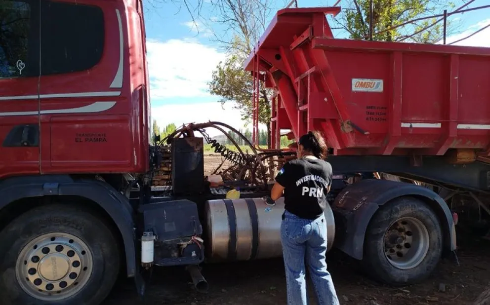 El allanamiento se realizó en un predio de la zona rural de Regina donde se encontró el camión semioculto. Foto: gentileza