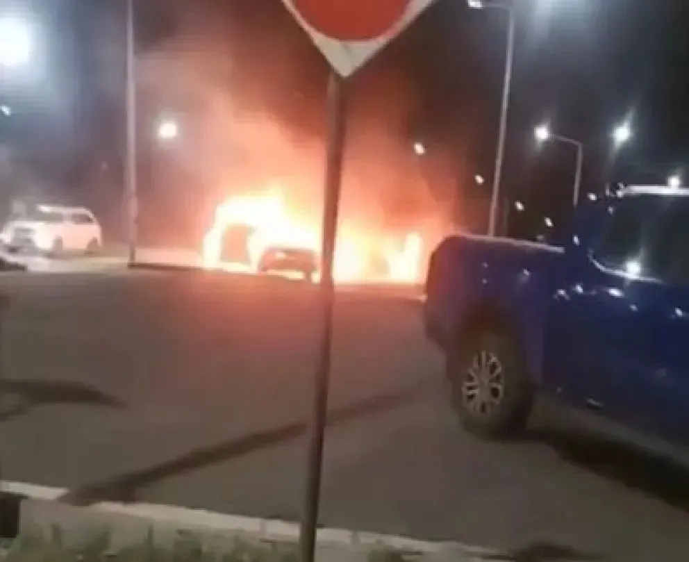 El fuego destruyó seis autos de alta gama estacionados frente a la Legislatura neuquina.