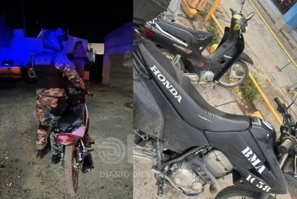 La moto recuperada en Godoy fue robada en Cipolletti. Fotos Policía RN.