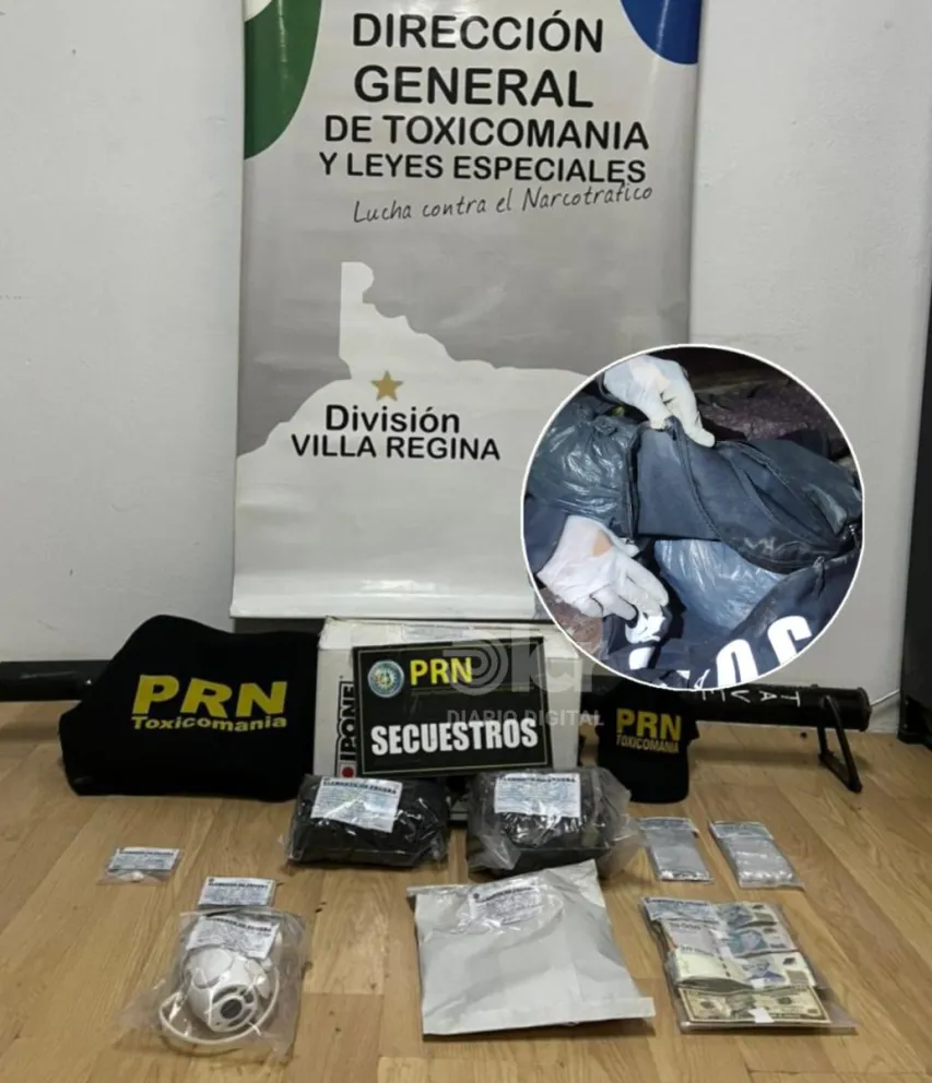 La droga secuestrada fue encontrada en el sector de tomas de La Unión. Fotos Policía RN.