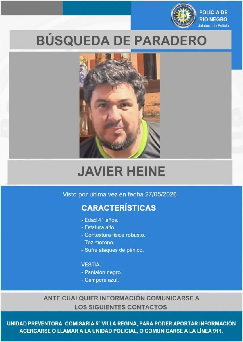 Desde Policía de RN solicitan la colaboración de la población. Foto Regional II.