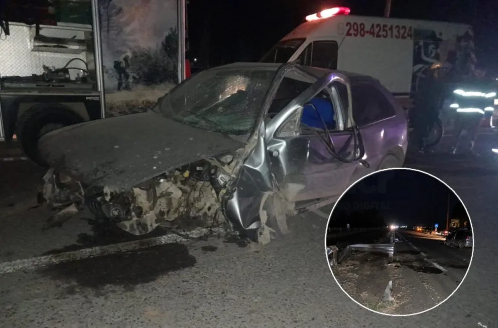 El auto circulaba en sentido oeste-este y chocó contra el guardarrail central de la autovía a las 19. Foto gentileza.