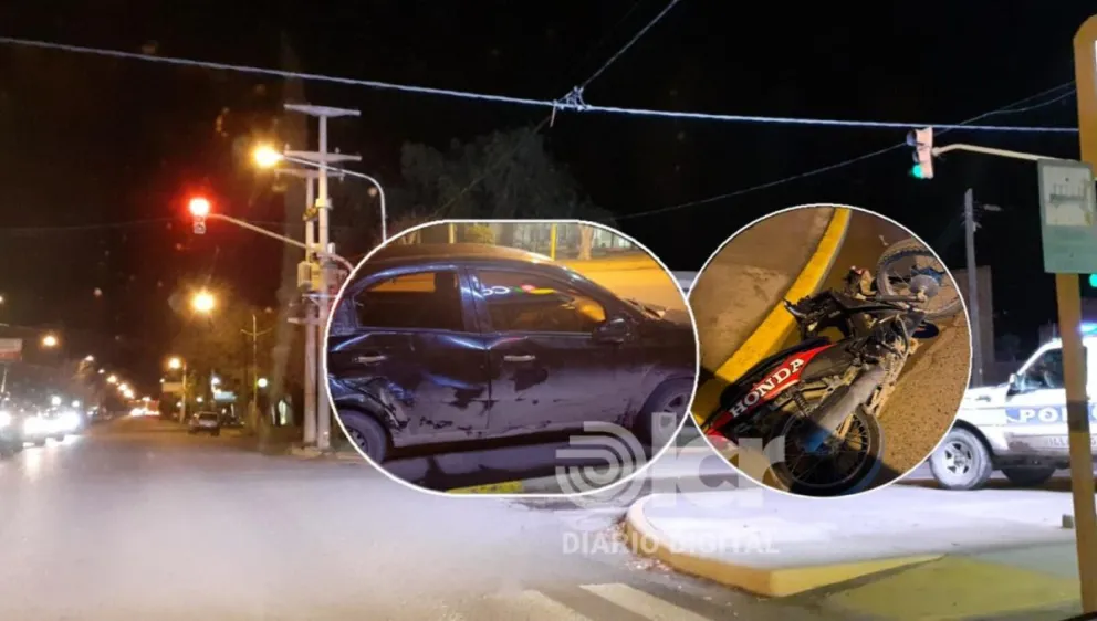 El choque en la moto Honda de 110 cc y el Chevrolet Aveo ocurrió minutos antes de las 5 en avenida Cipolletti. Foto gentileza. 