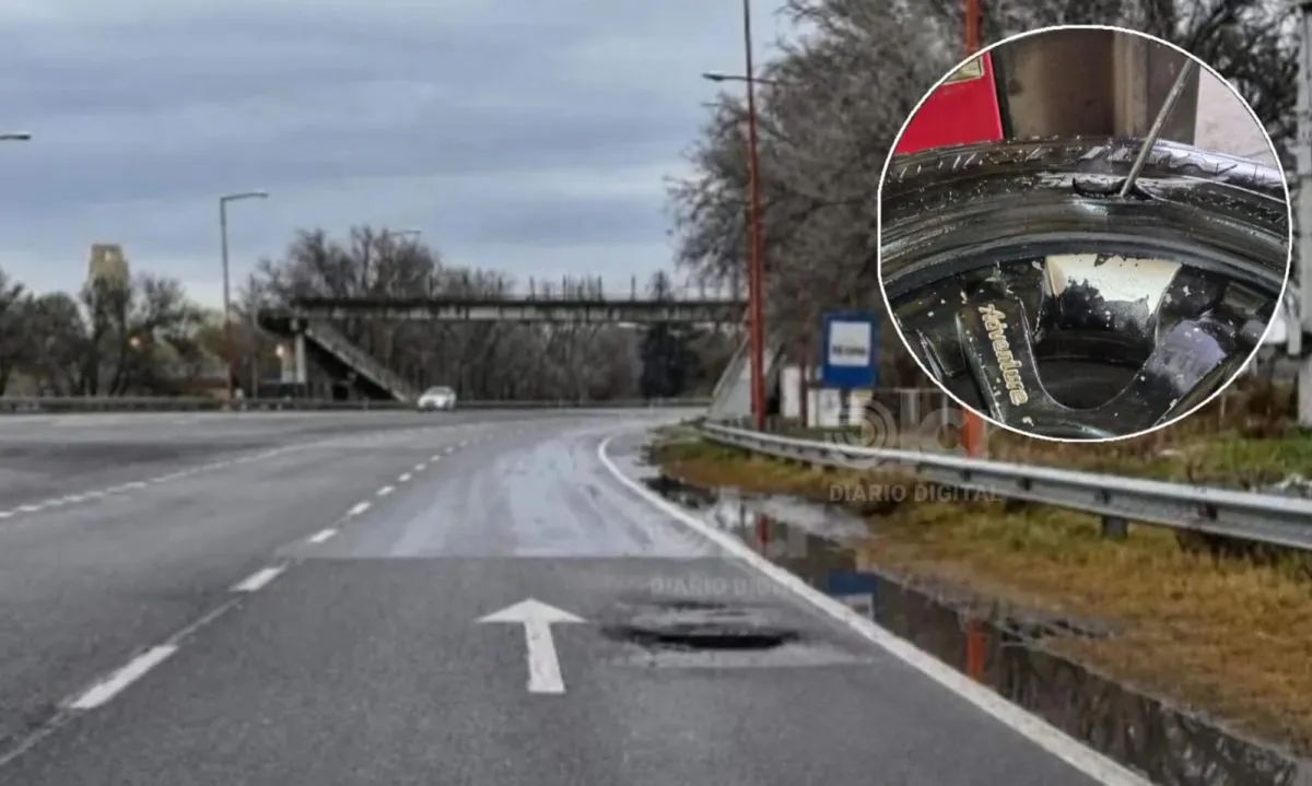 El revent&oacute;n del neum&aacute;tico de una camioneta ocurri&oacute; el jueves cerca de la garita de Don Bosco. Foto gentileza.