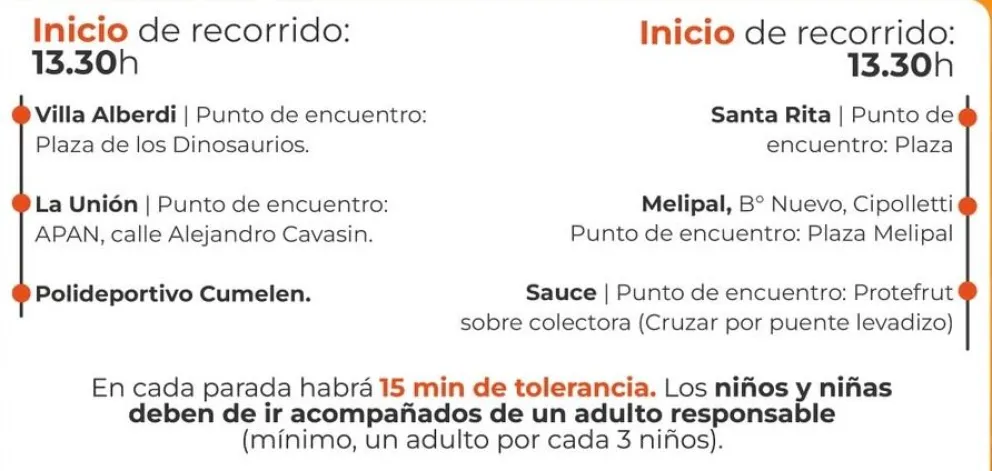 As&iacute; ser&aacute;n los recorridos y horarios. Imagen Municipio VR.