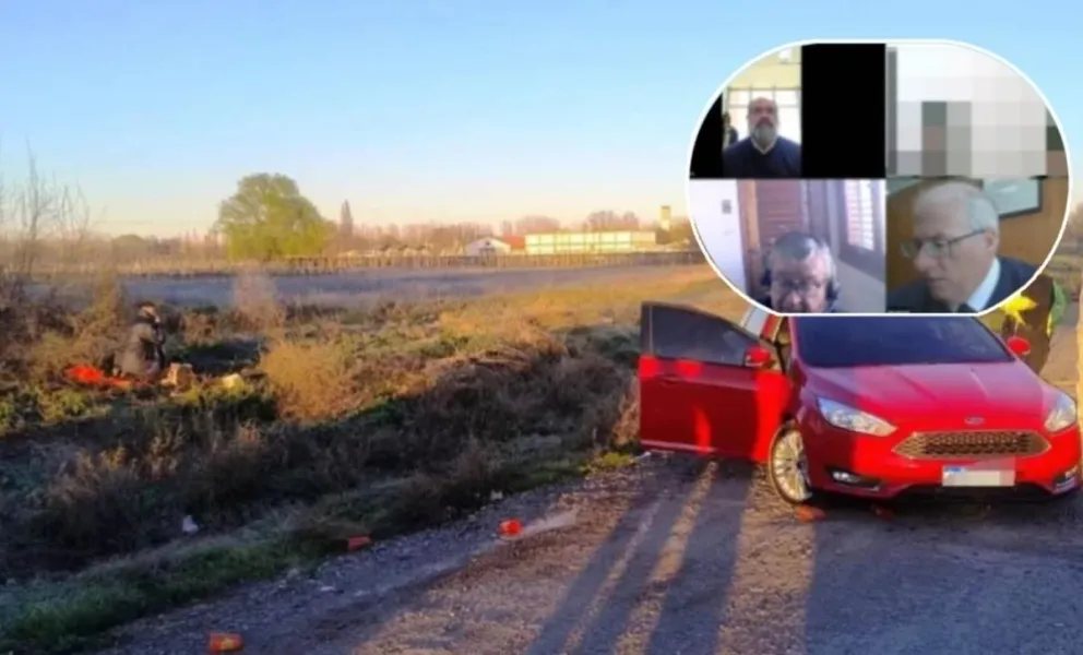 El auto en el que viajaban las 4 personas y realizaban maniobras peligrosas sobre Ruta 22. La audiencia contra los 2 detenidos fue el lunes. Fotos Policía RN y MPF.
