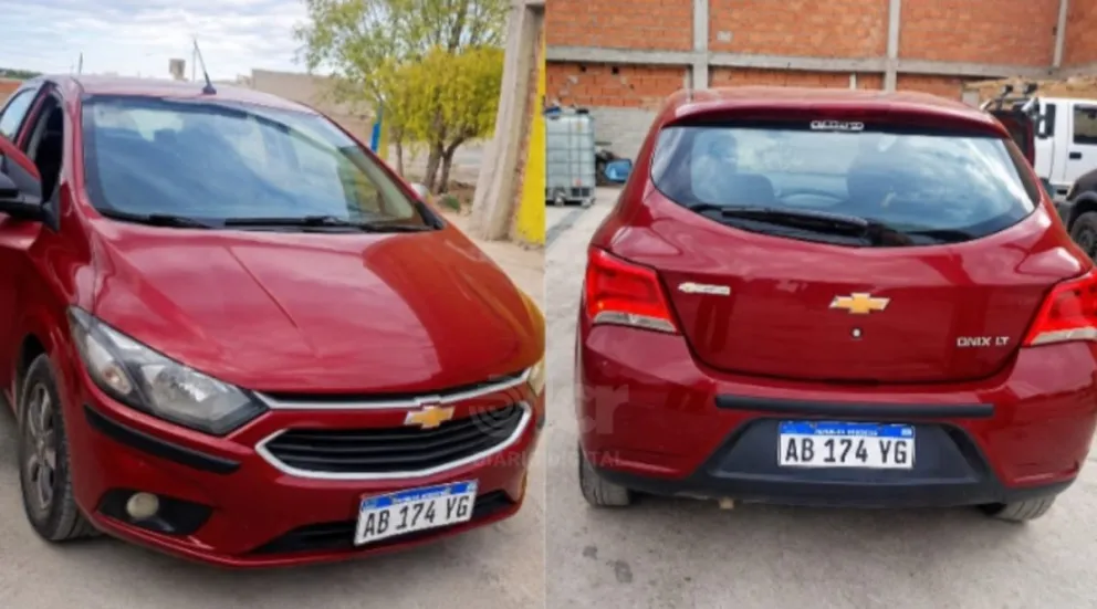 El robo del auto Chevrolet Onix bordo, patente AB174YG, se produjo alrededor de las 23,30 en zona rural de Cervantes. Foto gentileza.