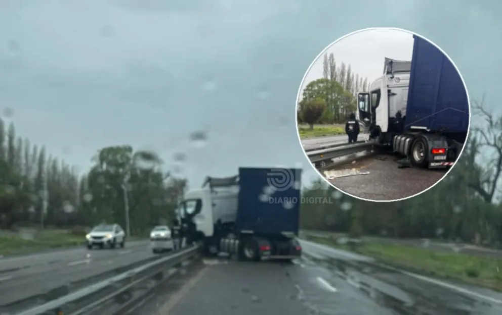 El primer hecho vial ocurrió hace instantes cerca del acceso oeste a Chichinales. Foto gentileza. 