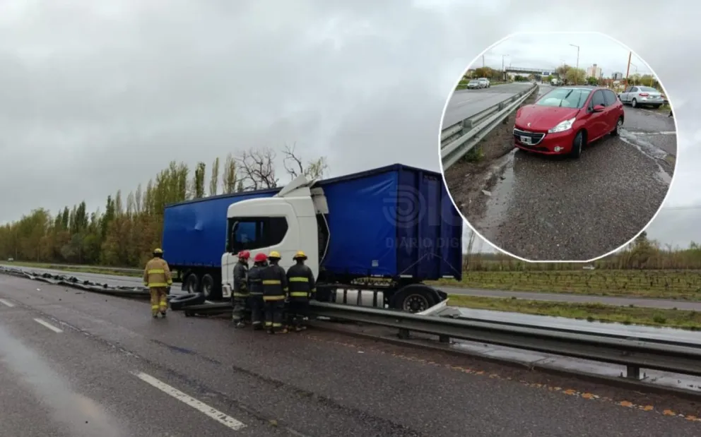 Ambos hechos de tránsito se produjeron con pocos minutos de diferencia durante la mañana de ayer. Fotos gentileza.